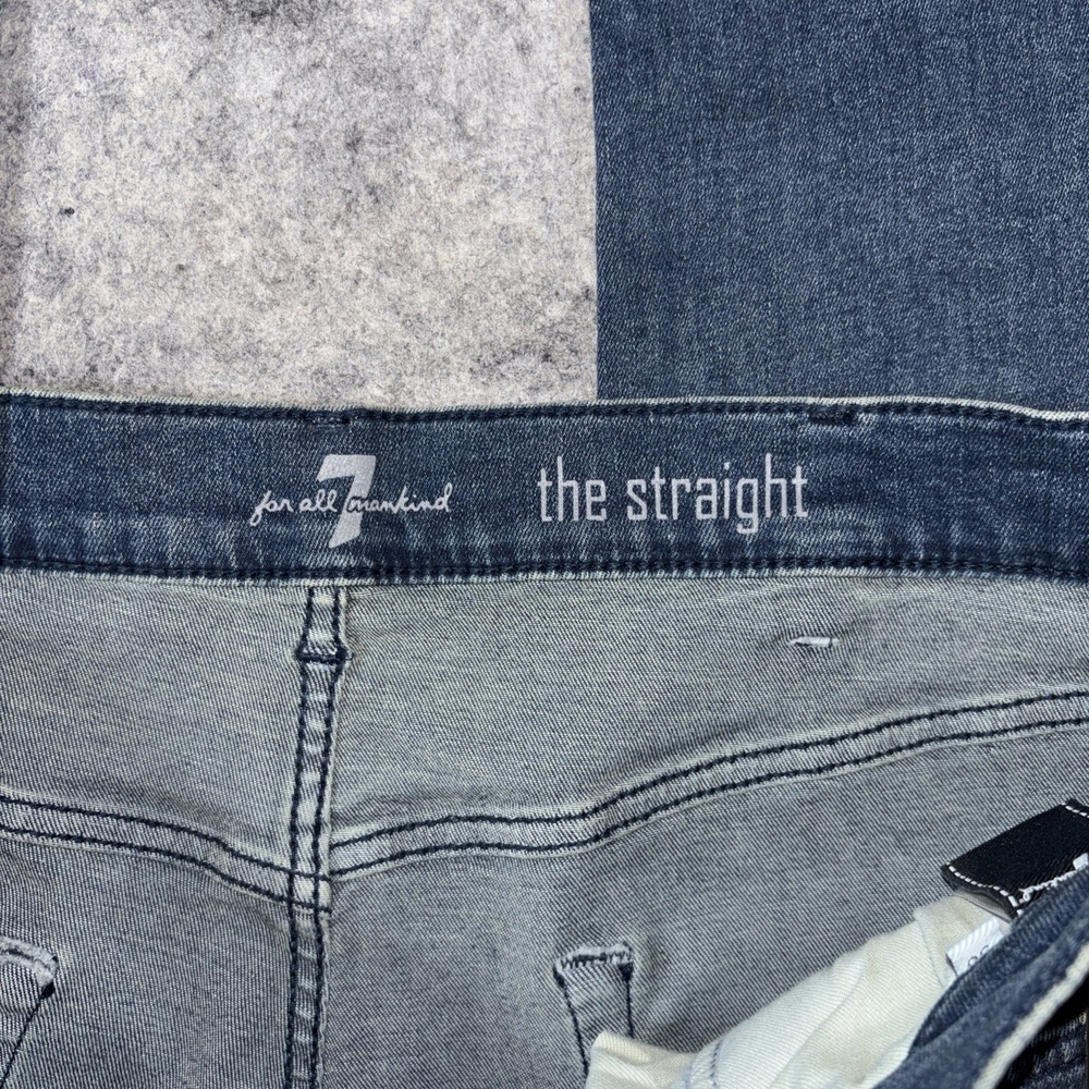 7 For All Mankind Jeans Mens 36x32 Blue The Straight Breckenridge Denim Stretch - Picture 4 of 11